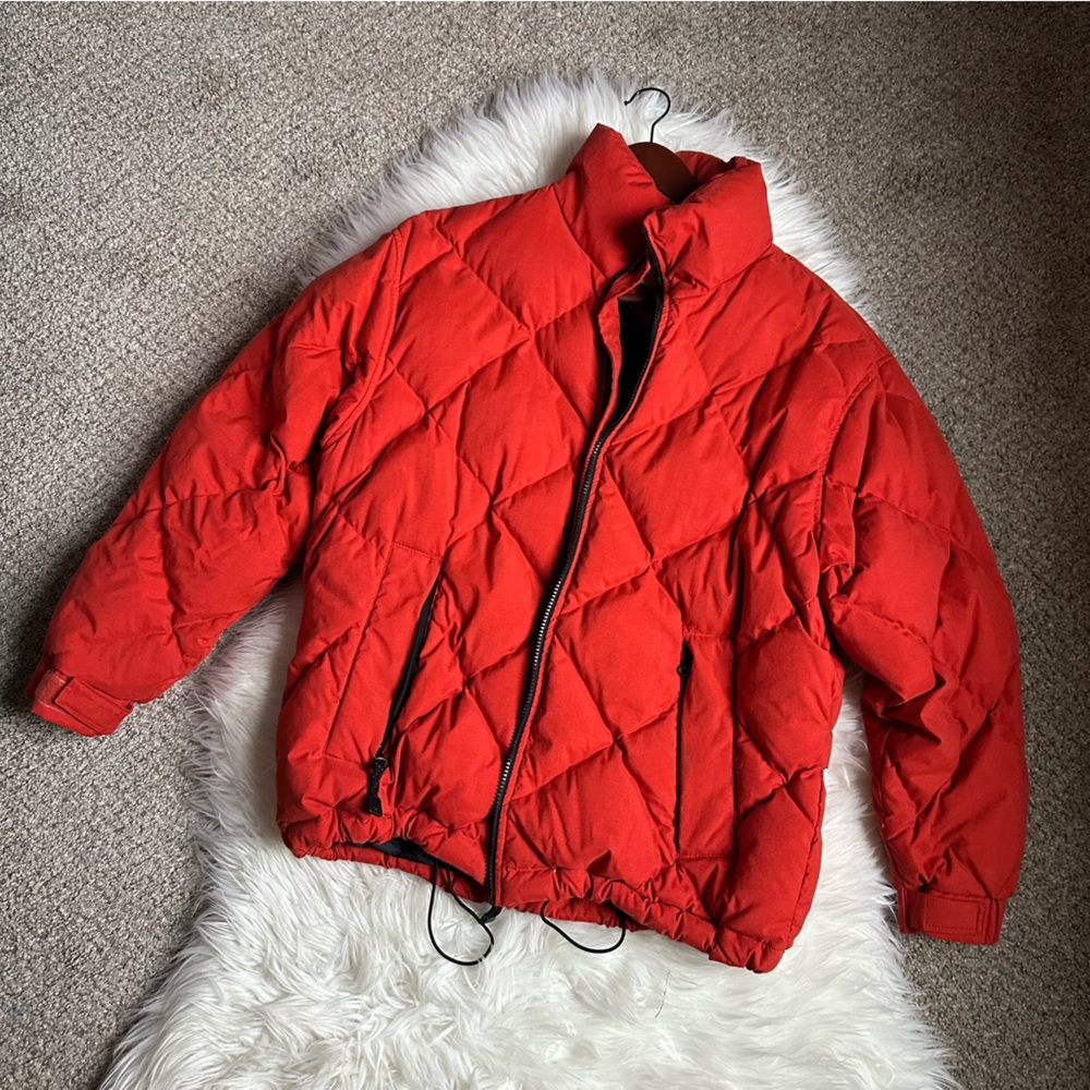 Eddie Bauer Goose Down Women Winter Puffer Jacket Size Medium Burnt Orange